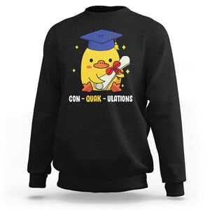 Graduation Sweatshirt Con-quack-ulations Congratulation Graduated Duck TS09 Black Print Your Wear