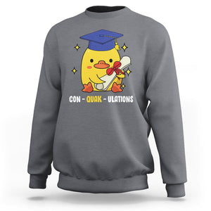 Graduation Sweatshirt Con-quack-ulations Congratulation Graduated Duck TS09 Charcoal Print Your Wear