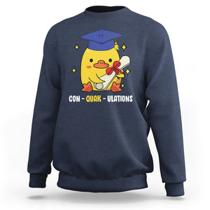 Graduation Sweatshirt Con-quack-ulations Congratulation Graduated Duck TS09 Navy Print Your Wear