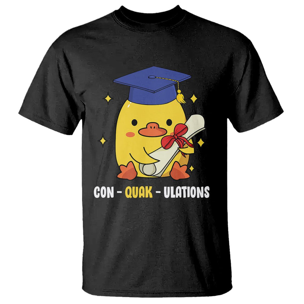Graduation T Shirt Con-quack-ulations Congratulation Graduated Duck TS09 Black Print Your Wear