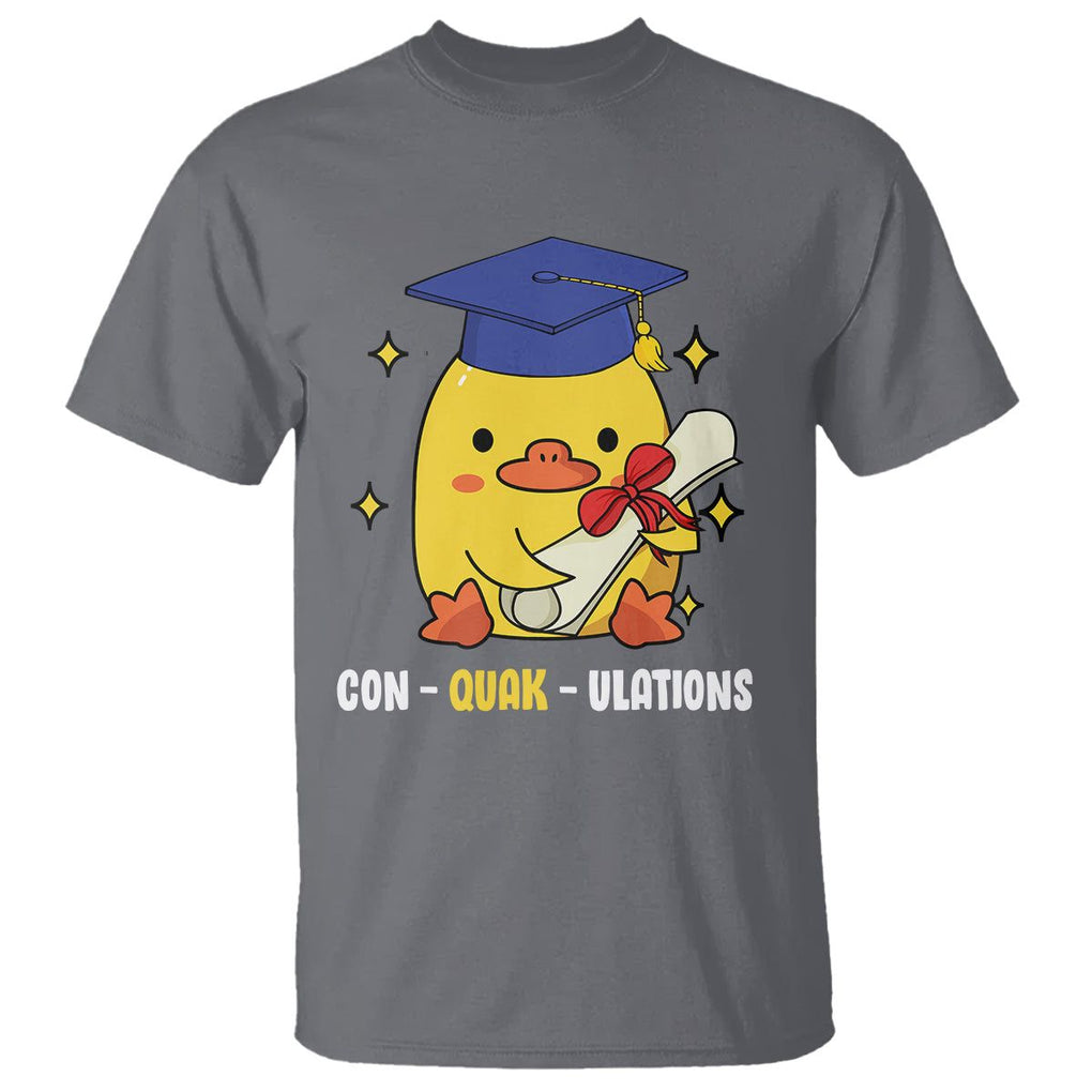 Graduation T Shirt Con-quack-ulations Congratulation Graduated Duck TS09 Charcoal Print Your Wear