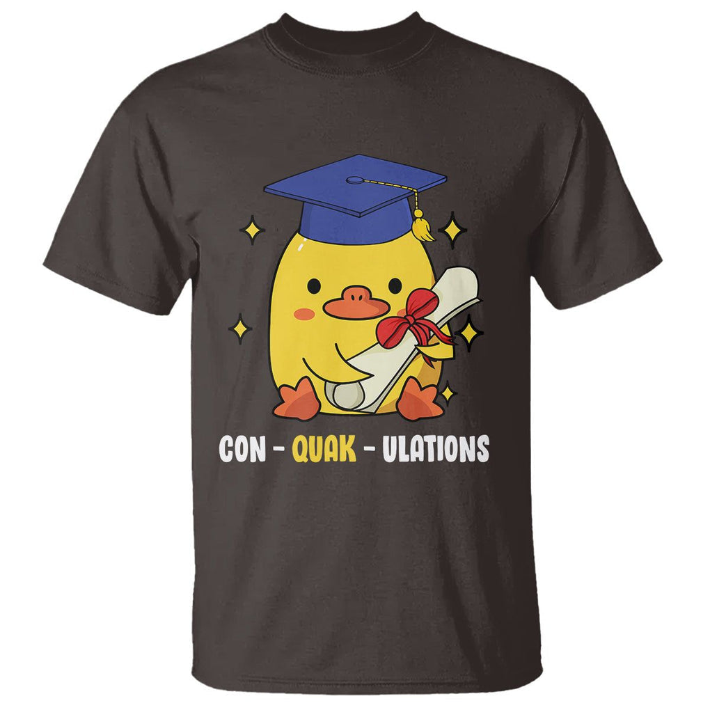 Graduation T Shirt Con-quack-ulations Congratulation Graduated Duck TS09 Dark Chocolate Print Your Wear