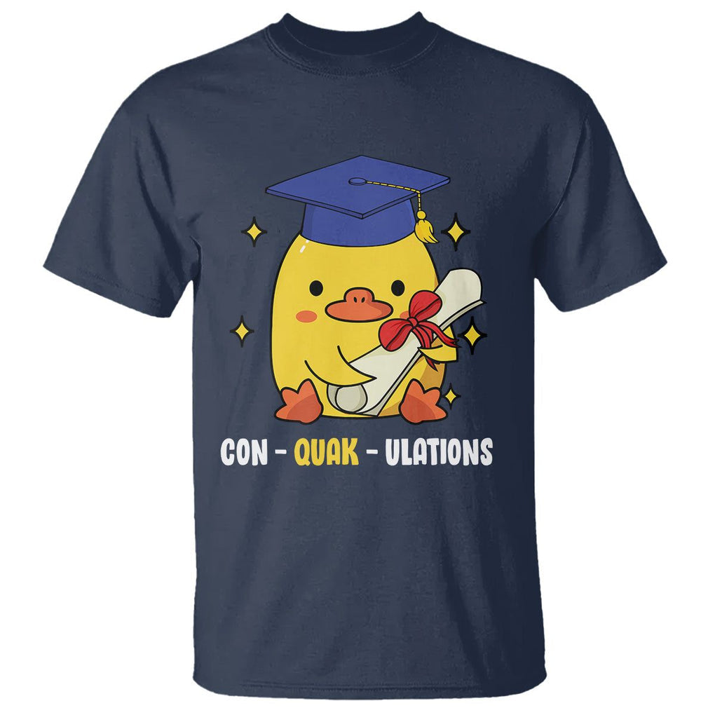 Graduation T Shirt Con-quack-ulations Congratulation Graduated Duck TS09 Navy Print Your Wear