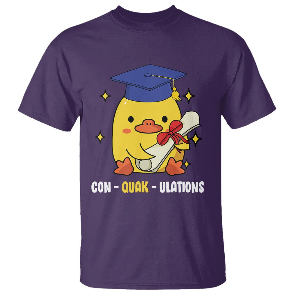 Graduation T Shirt Con-quack-ulations Congratulation Graduated Duck TS09 Purple Print Your Wear
