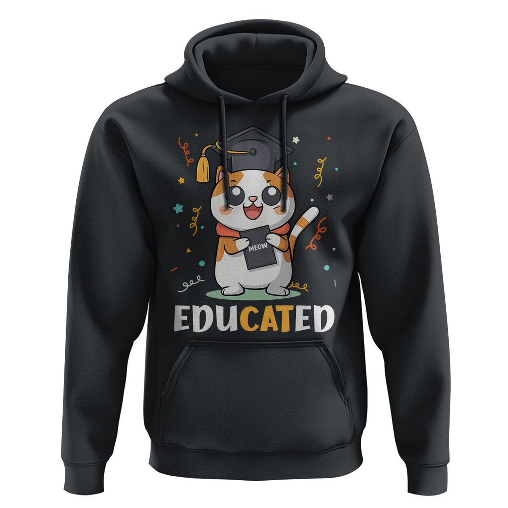 Graduation Cat Lover Hoodie Educated Cat Graduated Graduating TS09 Black Print Your Wear