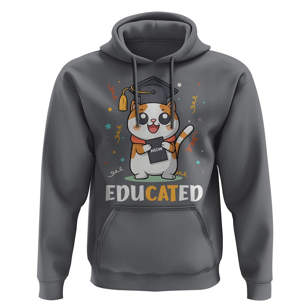 Graduation Cat Lover Hoodie Educated Cat Graduated Graduating TS09 Charcoal Print Your Wear