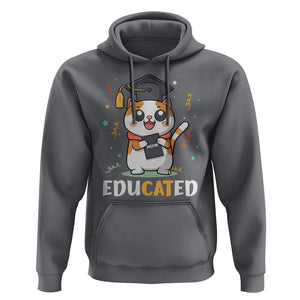 Graduation Cat Lover Hoodie Educated Cat Graduated Graduating TS09 Charcoal Print Your Wear