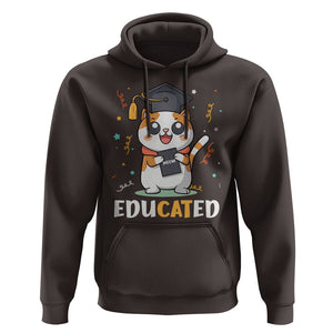Graduation Cat Lover Hoodie Educated Cat Graduated Graduating TS09 Dark Chocolate Print Your Wear