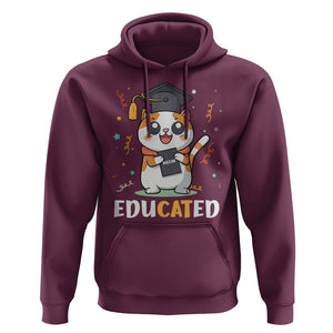 Graduation Cat Lover Hoodie Educated Cat Graduated Graduating TS09 Maroon Print Your Wear