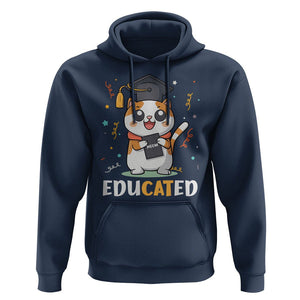 Graduation Cat Lover Hoodie Educated Cat Graduated Graduating TS09 Navy Print Your Wear