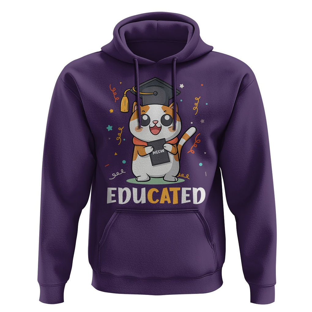 Graduation Cat Lover Hoodie Educated Cat Graduated Graduating TS09 Purple Print Your Wear