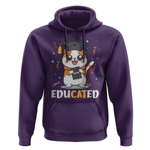 Graduation Cat Lover Hoodie Educated Cat Graduated Graduating TS09 Purple Print Your Wear