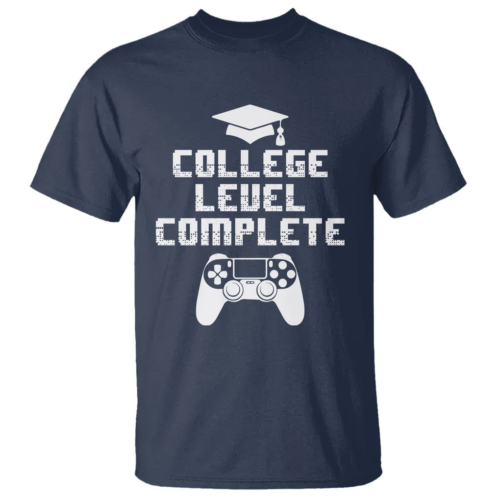 Graduation Gamer T Shirt College Level Complete Video Game Player Lover TS09 Navy Print Your Wear