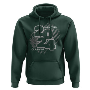 Graduation Hoodie Senior 2024 American Flag TS09 Dark Forest Green Print Your Wear