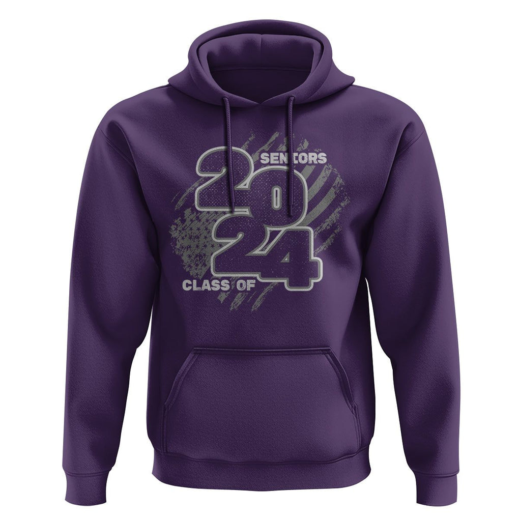 Graduation Hoodie Senior 2024 American Flag TS09 Purple Print Your Wear