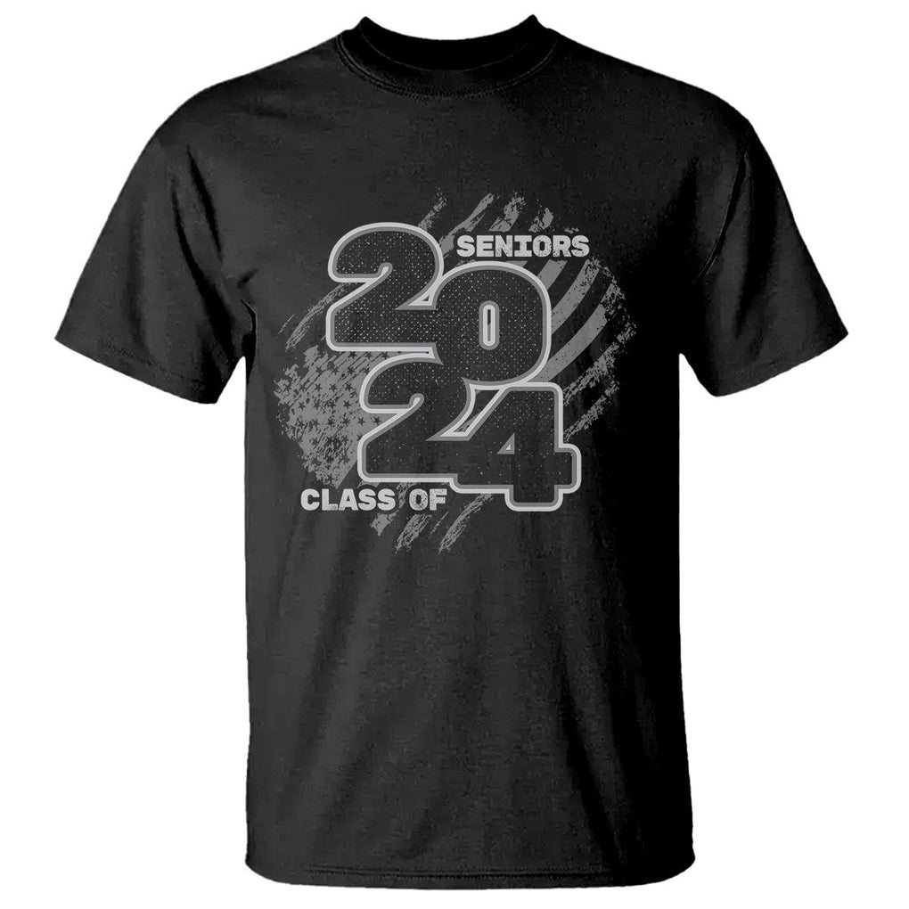 Graduation T Shirt Senior 2024 American Flag TS09 Black Print Your Wear