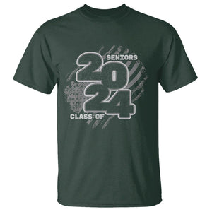 Graduation T Shirt Senior 2024 American Flag TS09 Dark Forest Green Print Your Wear