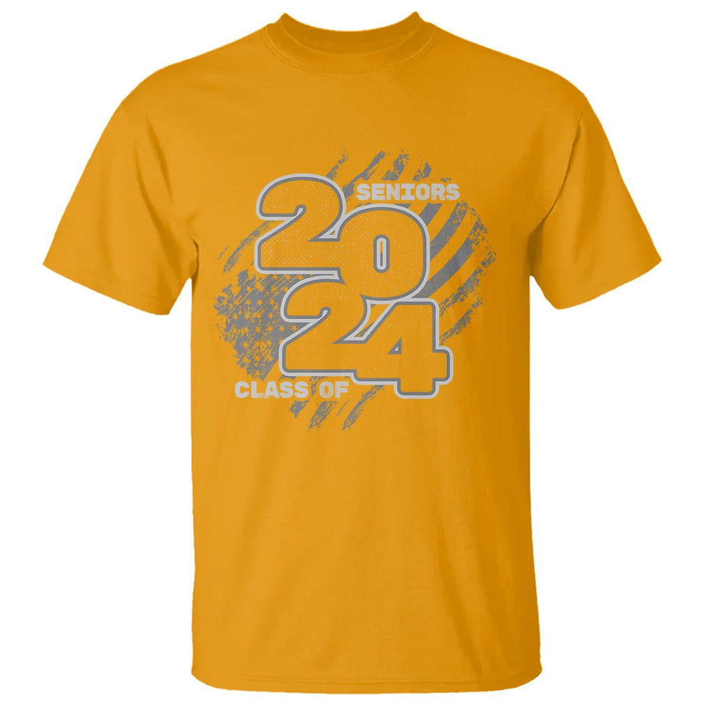 Graduation T Shirt Senior 2024 American Flag TS09 Gold Print Your Wear