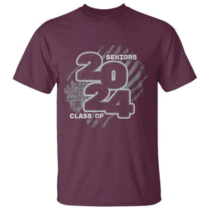 Graduation T Shirt Senior 2024 American Flag TS09 Maroon Print Your Wear