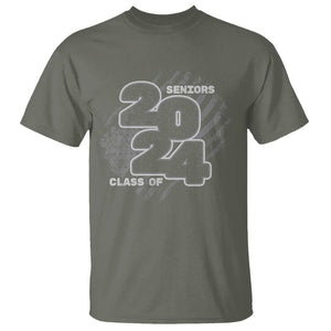 Graduation T Shirt Senior 2024 American Flag TS09 Military Green Print Your Wear
