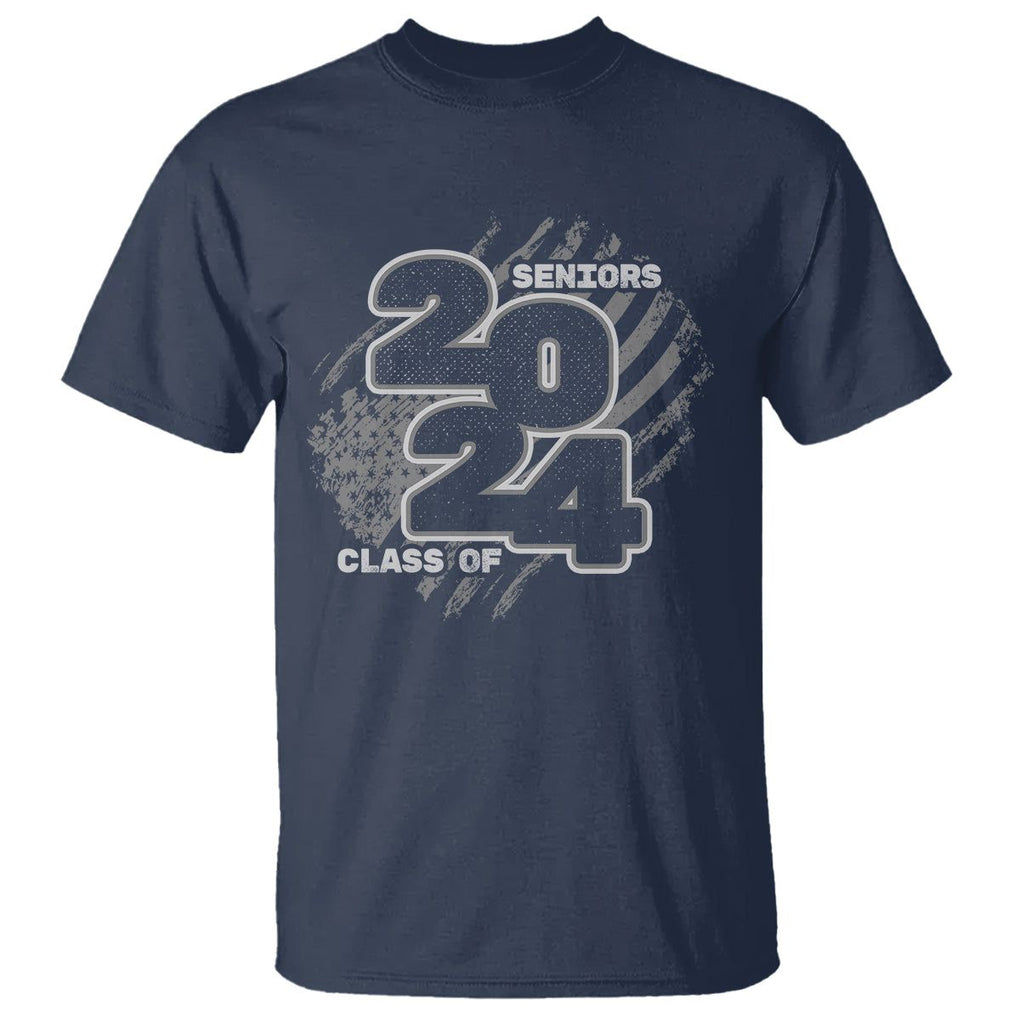 Graduation T Shirt Senior 2024 American Flag TS09 Navy Print Your Wear