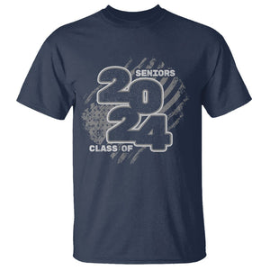 Graduation T Shirt Senior 2024 American Flag TS09 Navy Print Your Wear