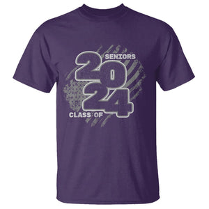 Graduation T Shirt Senior 2024 American Flag TS09 Purple Print Your Wear