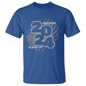 Graduation T Shirt Senior 2024 American Flag TS09 Royal Blue Print Your Wear