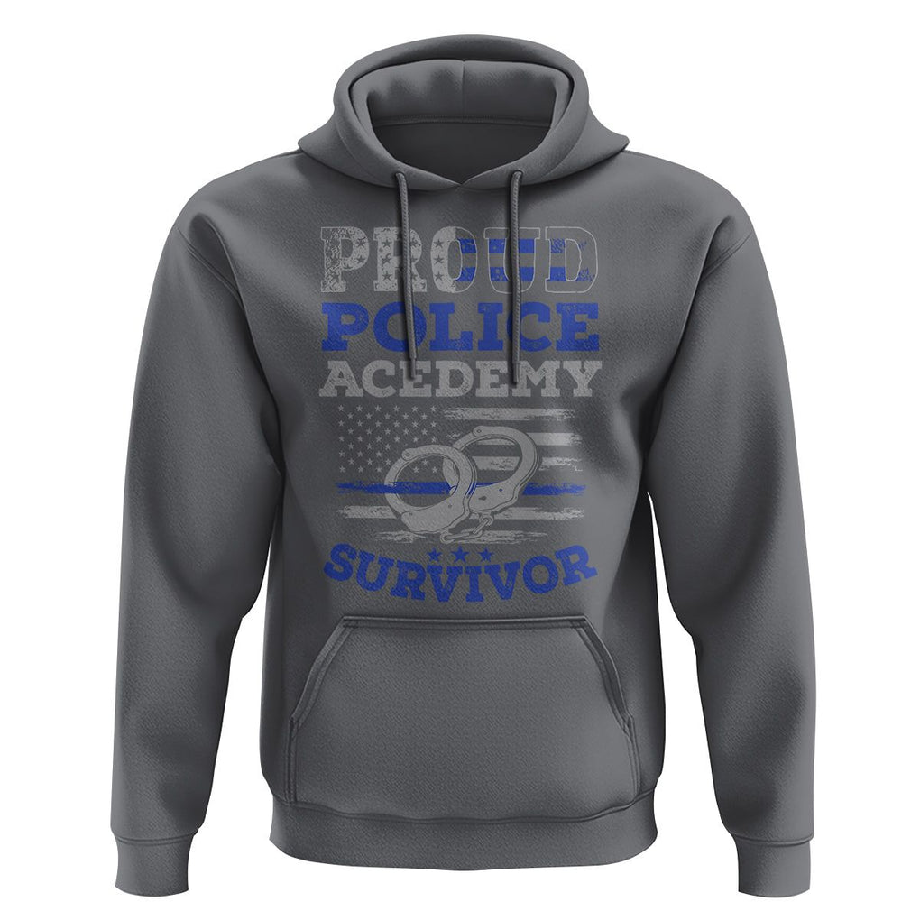 Police Academy Graduation Hoodie Proud Police Academy Survivor America Flag TS09 Charcoal Print Your Wear
