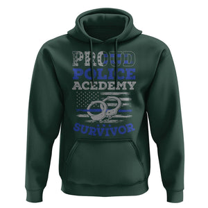 Police Academy Graduation Hoodie Proud Police Academy Survivor America Flag TS09 Dark Forest Green Print Your Wear