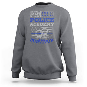 Police Academy Graduation Sweatshirt Proud Police Academy Survivor America Flag TS09 Charcoal Print Your Wear