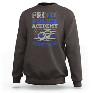 Police Academy Graduation Sweatshirt Proud Police Academy Survivor America Flag TS09 Dark Chocolate Print Your Wear