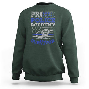 Police Academy Graduation Sweatshirt Proud Police Academy Survivor America Flag TS09 Dark Forest Green Print Your Wear