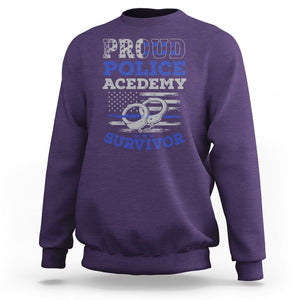 Police Academy Graduation Sweatshirt Proud Police Academy Survivor America Flag TS09 Purple Print Your Wear