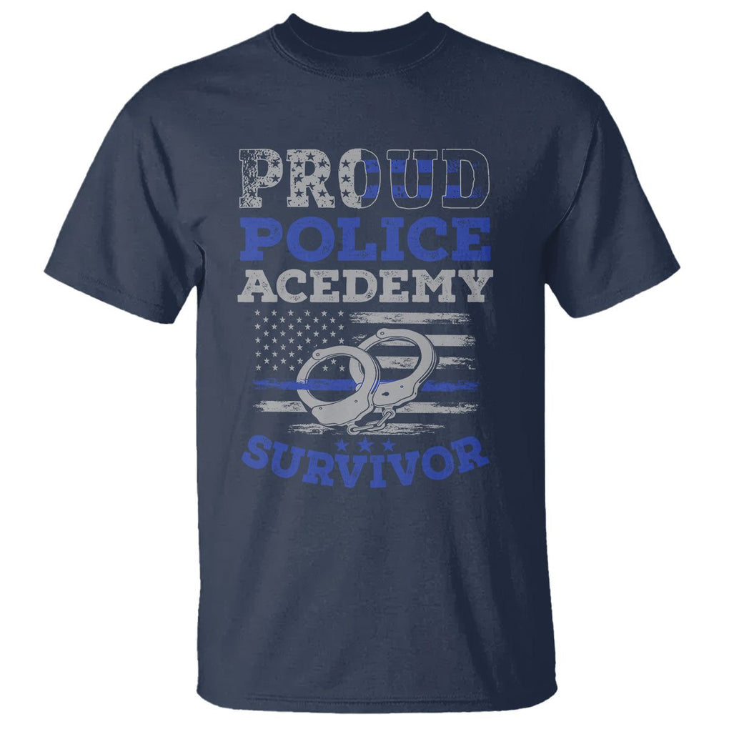 Police Academy Graduation T Shirt Proud Police Academy Survivor America Flag TS09 Navy Print Your Wear