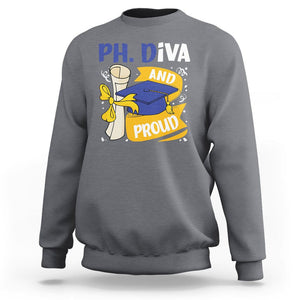 Ph.D. Graduation Sweatshirt Ph.Diva And Proud TS09 Charcoal Print Your Wear
