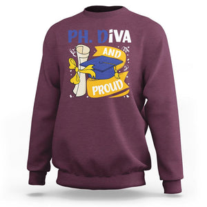 Ph.D. Graduation Sweatshirt Ph.Diva And Proud TS09 Maroon Print Your Wear