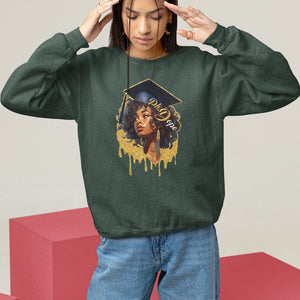 Ph.D. Graduation Sweatshirt Ph.Dope Black Afro Woman Doctorate Student Graduate TS09 Dark Forest Green Print Your Wear