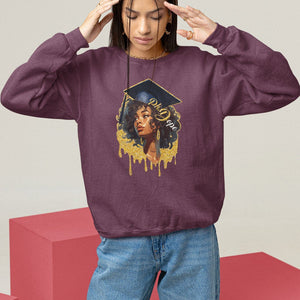 Ph.D. Graduation Sweatshirt Ph.Dope Black Afro Woman Doctorate Student Graduate TS09 Maroon Print Your Wear