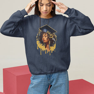Ph.D. Graduation Sweatshirt Ph.Dope Black Afro Woman Doctorate Student Graduate TS09 Navy Print Your Wear