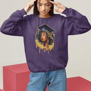 Ph.D. Graduation Sweatshirt Ph.Dope Black Afro Woman Doctorate Student Graduate TS09 Purple Print Your Wear