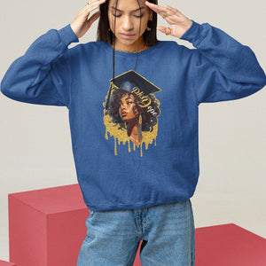 Ph.D. Graduation Sweatshirt Ph.Dope Black Afro Woman Doctorate Student Graduate TS09 Royal Blue Print Your Wear