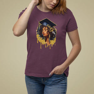 Ph.D. Graduation T Shirt For Women Ph.Dope Black Afro Woman Doctorate Student Graduate TS09 Maroon Print Your Wear