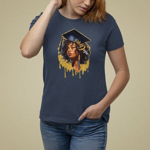 Ph.D. Graduation T Shirt For Women Ph.Dope Black Afro Woman Doctorate Student Graduate TS09 Navy Print Your Wear