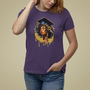 Ph.D. Graduation T Shirt For Women Ph.Dope Black Afro Woman Doctorate Student Graduate TS09 Purple Print Your Wear