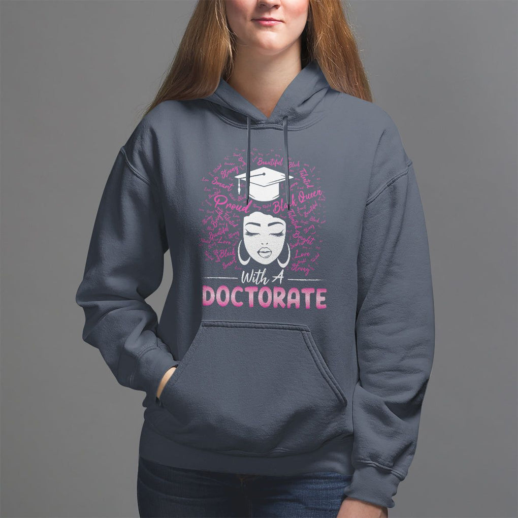 Ph.D. Graduation Hoodie Poud Black Queen With A Doctorate TS09 Navy Print Your Wear