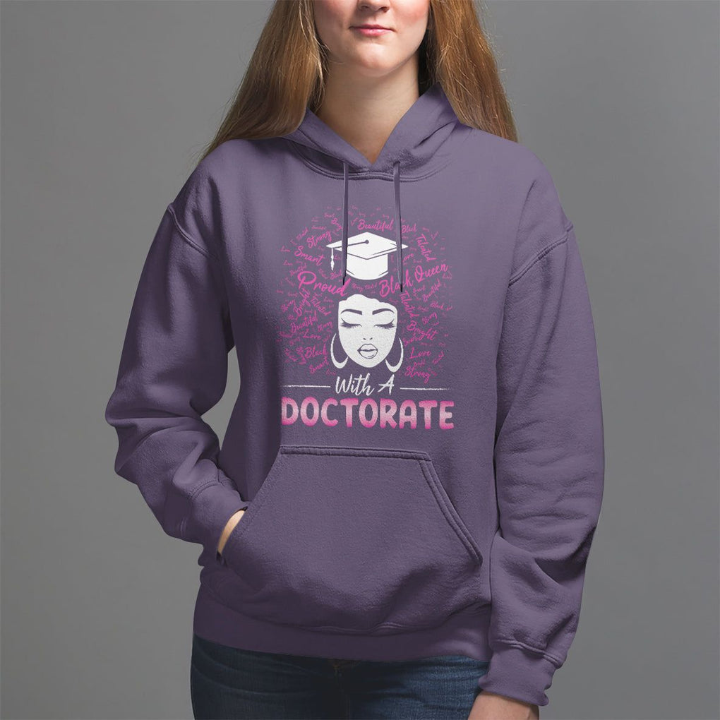 Ph.D. Graduation Hoodie Poud Black Queen With A Doctorate TS09 Purple Print Your Wear