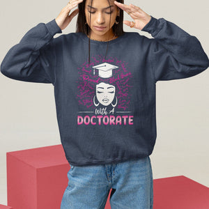 Ph.D. Graduation Sweatshirt Poud Black Queen With A Doctorate TS09 Navy Print Your Wear