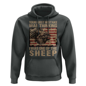 Lion Patriot Hoodie Your First Mistake Was Thinking I Was One Of The Sheep TS09 Dark Heather Print Your Wear