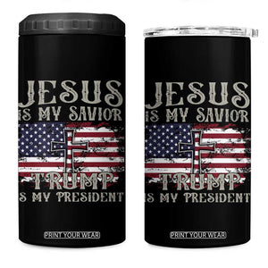 Jesus Is My Savior Trump Is My President 4 in 1 Can Cooler Tumbler TS09 One Size: 16 oz Black Print Your Wear